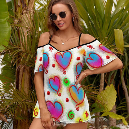 All-Over Print Women's Off Shoulder Halter Tops