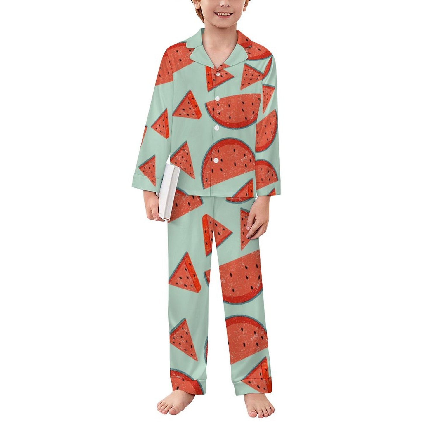 All-Over Print Children's Cuban Neck Pajama Set