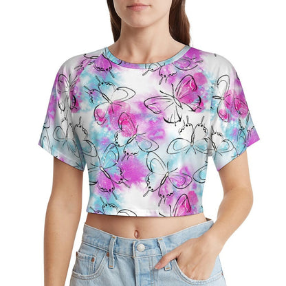 All-Over Print Women's  Short Sleeved Navel Exposed