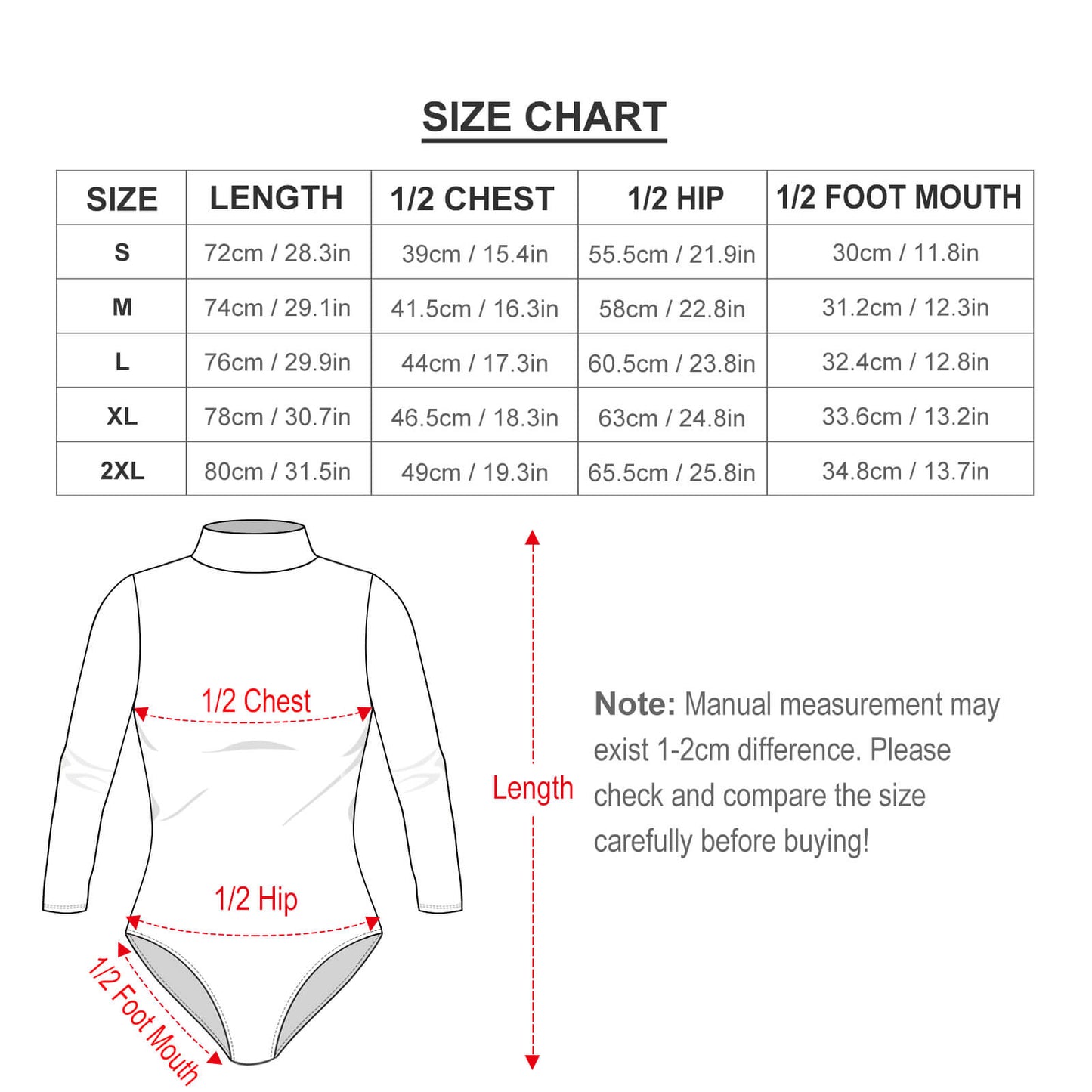 All-Over Print  Women's High Neck Long Sleeve Tight Bodysuit