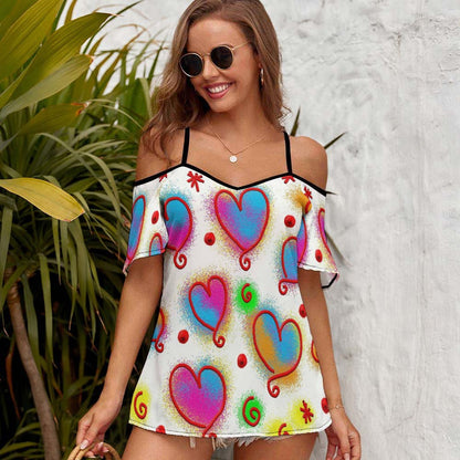 All-Over Print Women's Off Shoulder Halter Tops