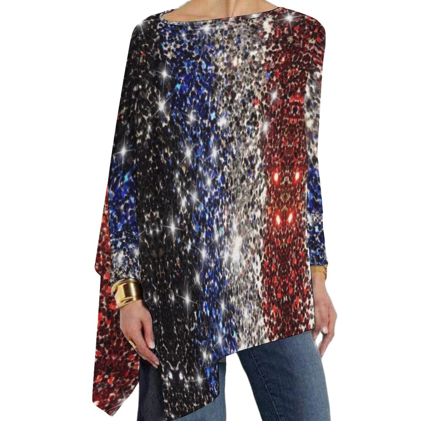 All-Over Print Women's Irregular Pullover Long Sleeve T-Shirt