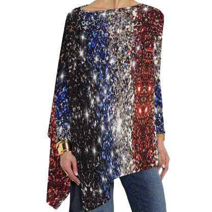 All-Over Print Women's Irregular Pullover Long Sleeve T-Shirt