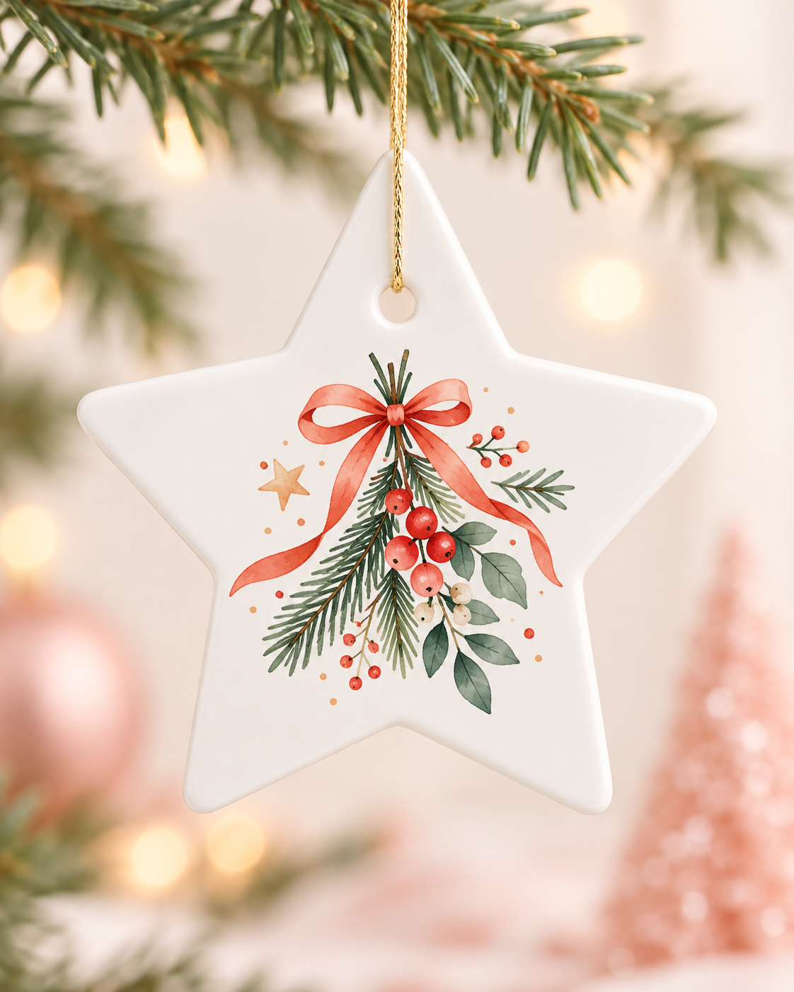 Custom Ceramic Christmas Star Ornament | Personalized Photo Ornament — original custom design example