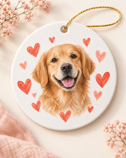 Custom Round Ceramic Christmas Ornaments | Personalized Photo Ornament — original custom design example