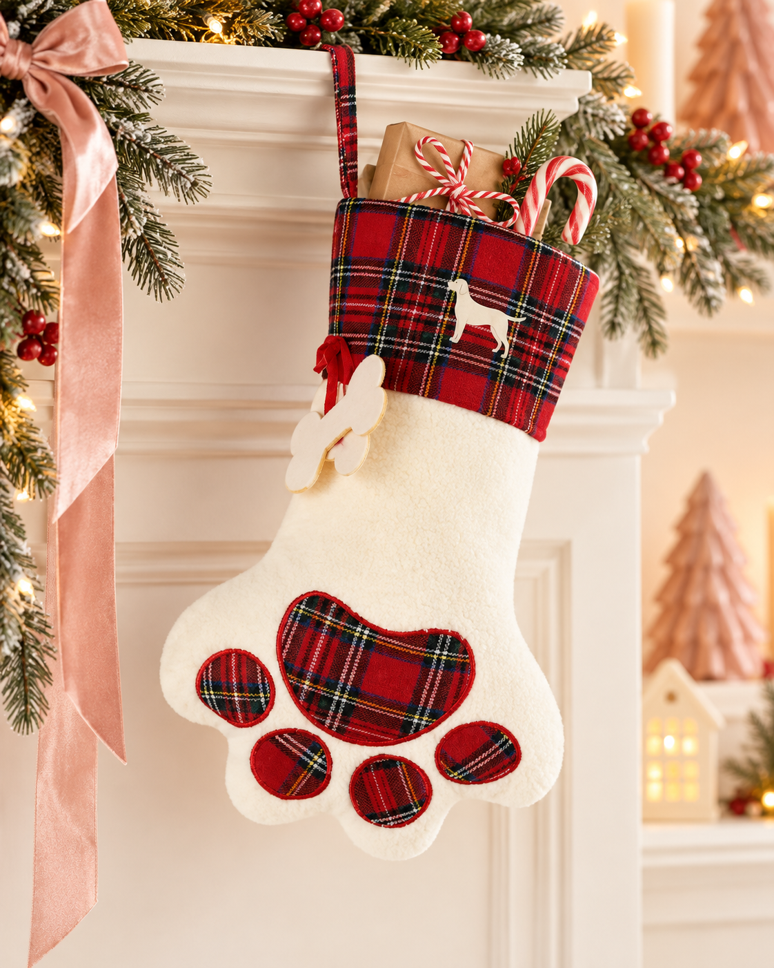 Custom Paw Print Christmas Stocking | Personalized Pet Stocking — original custom design example