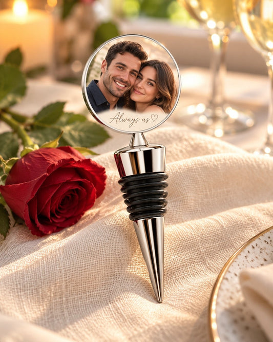 Anniversary Wine Stopper with custom photo or logo - view 1