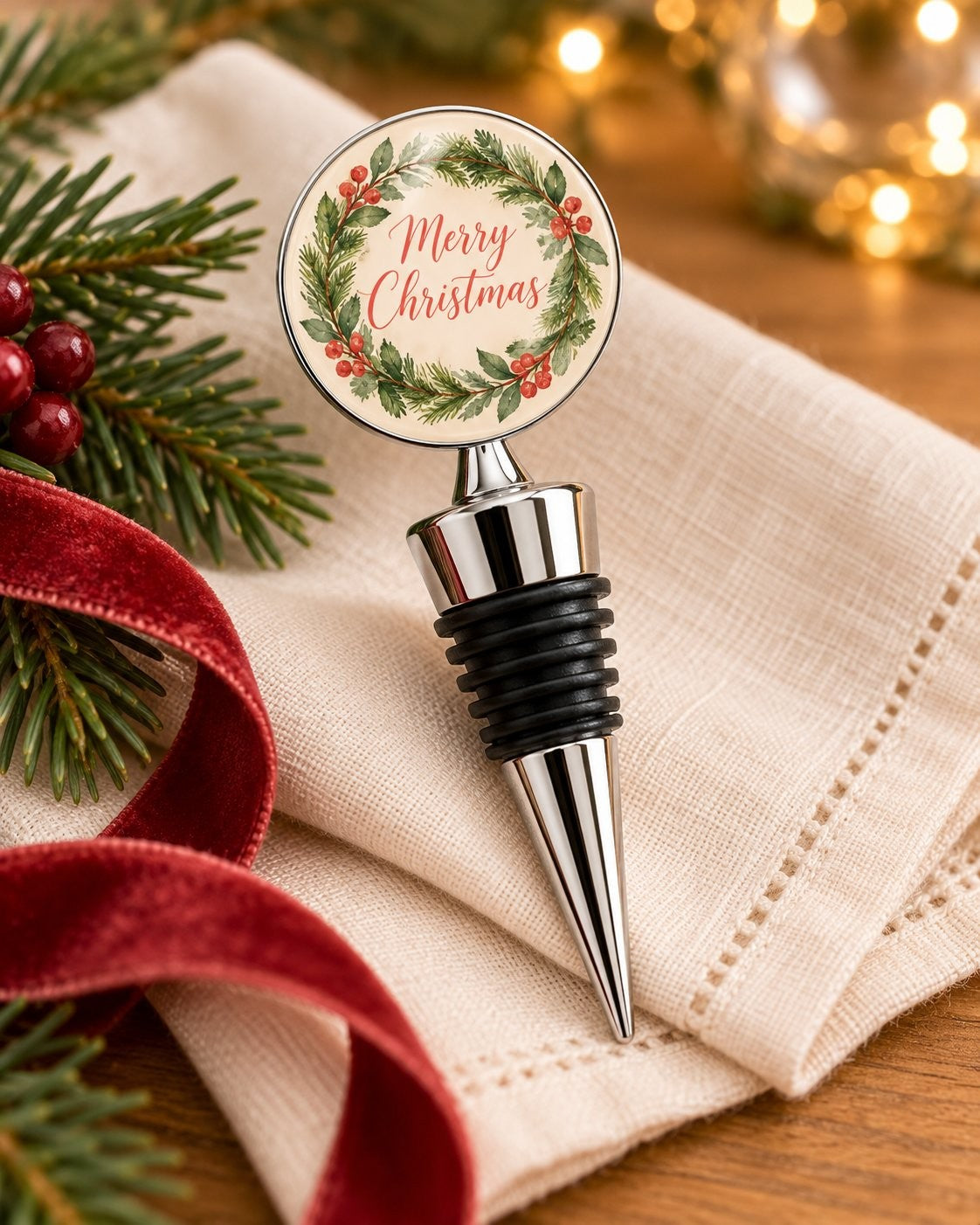 Christmas Wine Stopper | Personalized Gift — Create a small, personal Christmas gift with a festive design, photo or family name.